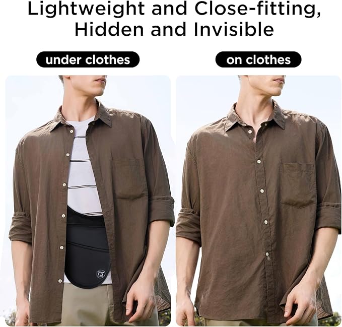 Crossbody Bag for Men Women Anti-Theft Money Belt for Travel Hidden Slim Passport Holder Mini Sling Bag Chest Belt Under Clothes to Protect Cash, Credit Cards, Phone
