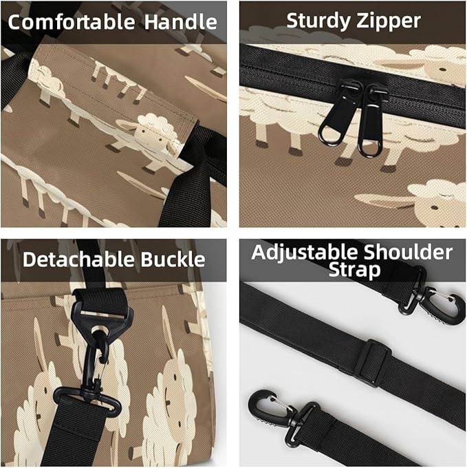 Cute Sheep Mini Gym Bag 18 inch for Women Men Waterproof Custom Cute Sheep Travel Duffel Bag Carry On Overnight Tote Nurse Bag for Work Fitness Hiking