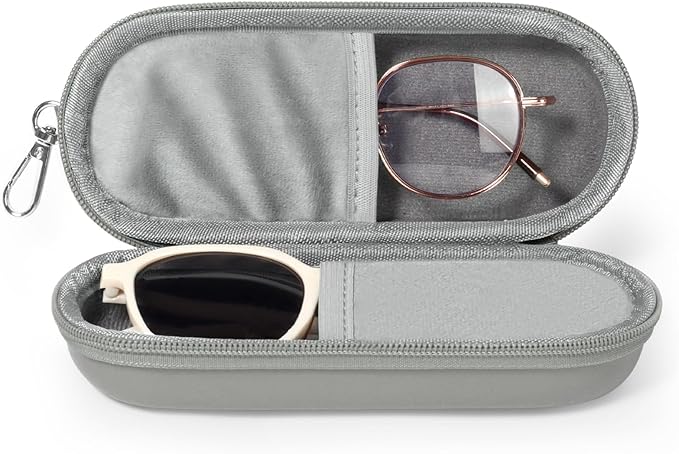 Double Eyeglasses Case, Dual Glasses Sunglasses Organizer with Zipper Closure, Eyewear Storage Box for Men Women Travel