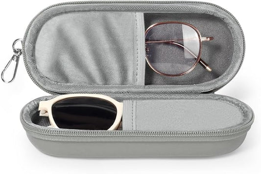 Double Eyeglasses Case, Dual Glasses Sunglasses Organizer with Zipper Closure, Eyewear Storage Box for Men Women Travel