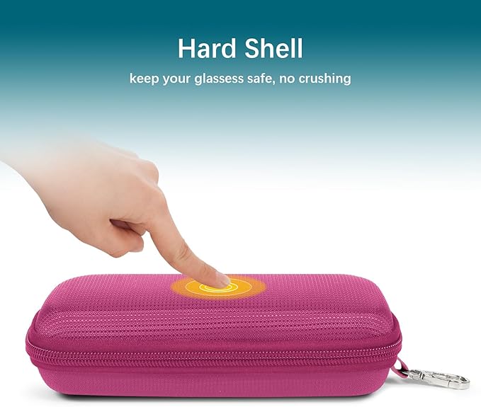 Double Eyeglasses Case Hard Shell Dual Sunglasses Organizer with Zipper Closure Travel Eyewear Storage for Vehicle
