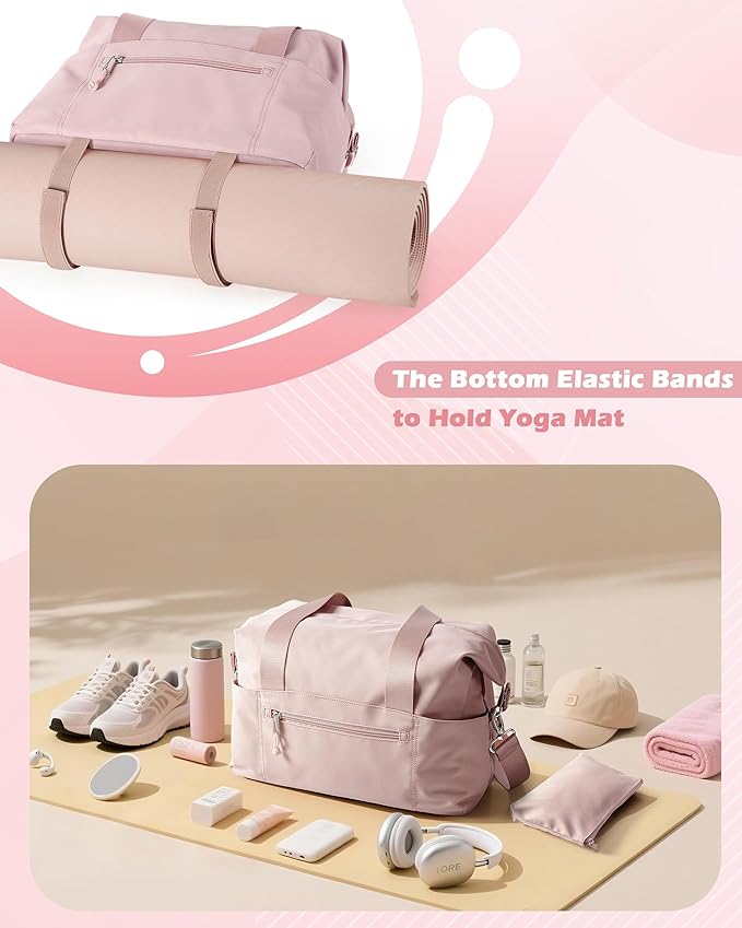 Smasrob Small Gym Bag with Yoga Mat Holder, Wet Pocket and a Separate Pouch, Small Gym Duffle Bag for Women with Detachable Crossbody Shoulder Strap