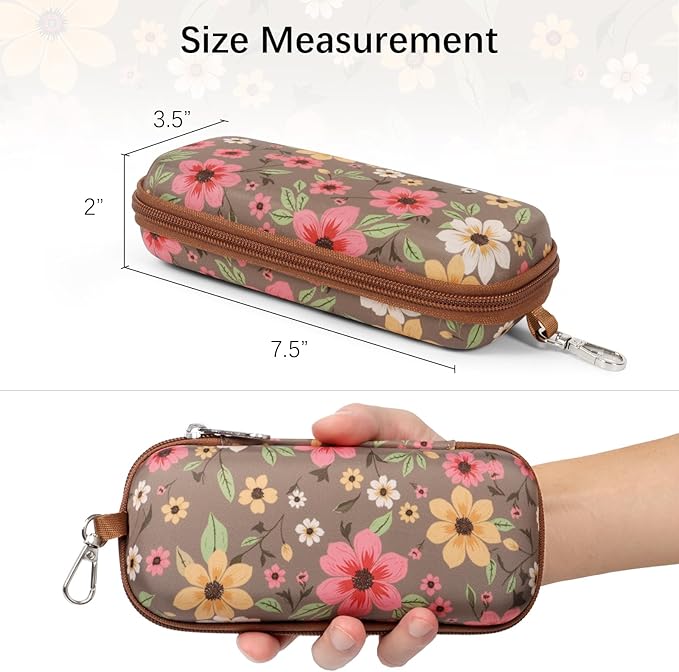Double Eyeglasses Case Hard Shell Dual Sunglasses Organizer with Zipper Closure Travel Eyewear Storage for Vehicle