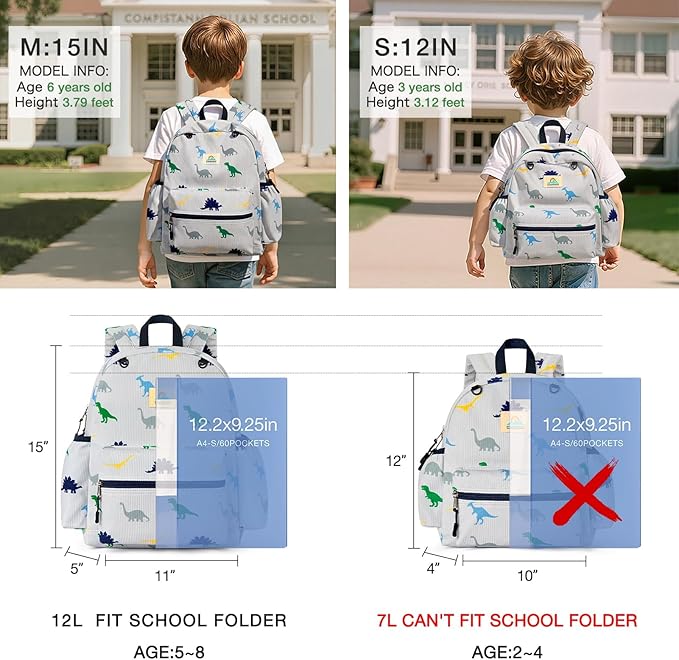 STEAMEDBUN Corduroy Toddler Backpack for Boys 2-4: Kids backpack for Boys Girls - 12 inch Preschool Kindergarten Backpacks - Car