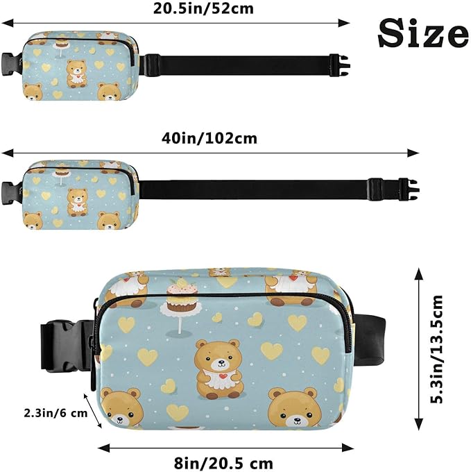 Cute Bear Cake Fanny Pack for Women Men Water Resistant Fashion Waist Packs with Adjustable Strap Belt Bag for Travel Workout Jogging Hiking 21219792
