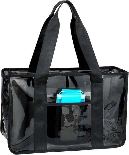 Iridescent Clear Beach Bag for Women, Large Pool Tote Cruise Vacation Essentials - Waterproof, Zipper Closure