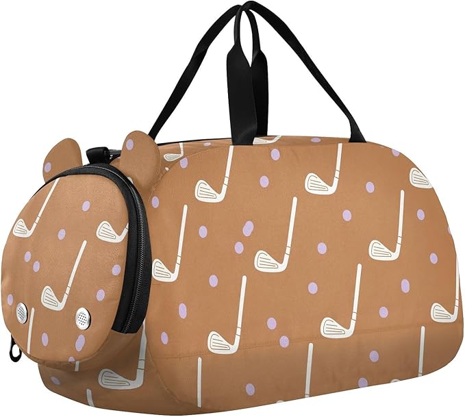 VIGTRO Golf Clubs Purple Dots Pattern Kids Overnight Travel Duffel Bag Sport Gym Bag for Boys Girls with Shoe Compartment, Carry On Weekender Luggage Bag for Dance Swim Yoga