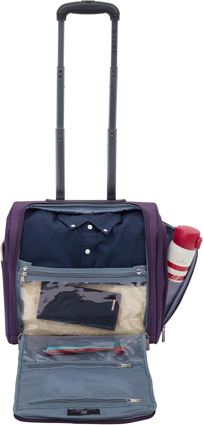 TPRC 15" Smart Underseat Carry-On Luggage with USB Charging Port, Purple