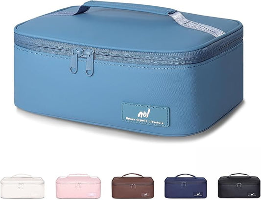 NOL Natural Organic Lifestyle Insulated Lunch Bag for Adults –Compact Cooler Lunch Box with Food-Grade Lining, Waterproof Lunch Bag for Work, Travel | Portable Thermal Meal Tote with Handle,Dusty blue