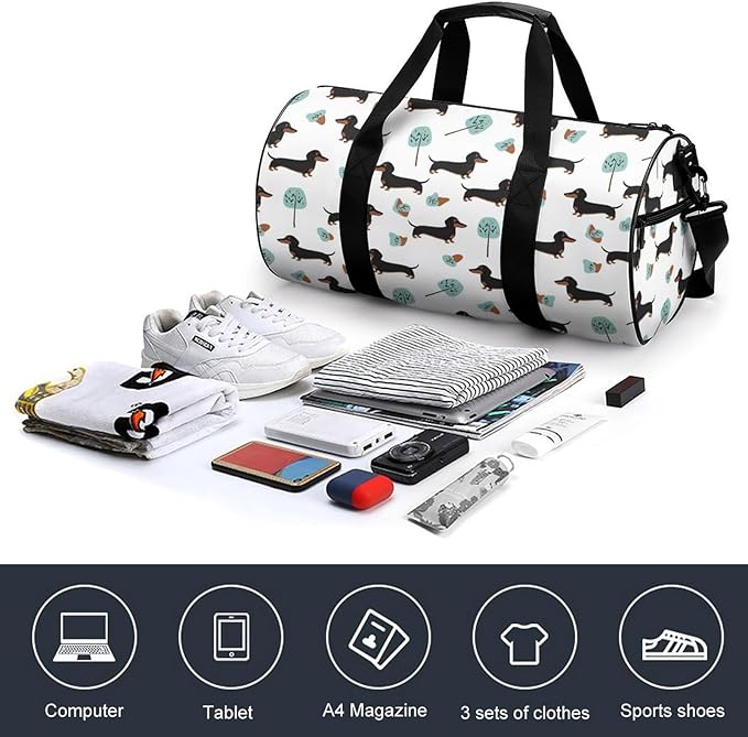 Travel Duffle Bag Dachshund Weiner Dog Pet Dogs Carry On Weekender Bags Workout Lightweight Duffel Bags for Men and Women