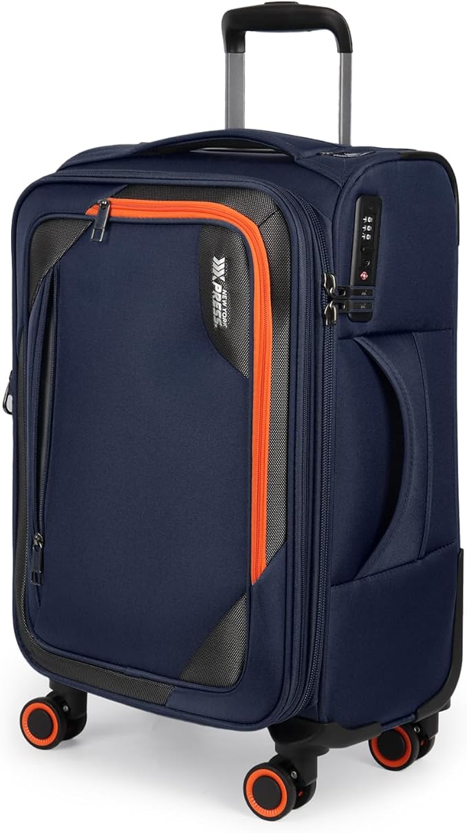 22 inch Carry on Luggage,Softside Suitcase w/TSA LOCK,Expandable 20% Luggage w/Spinner Wheels, Tear-Resistant,Lightweight Rolling Suitcases for Men/Women（Navy,22in）