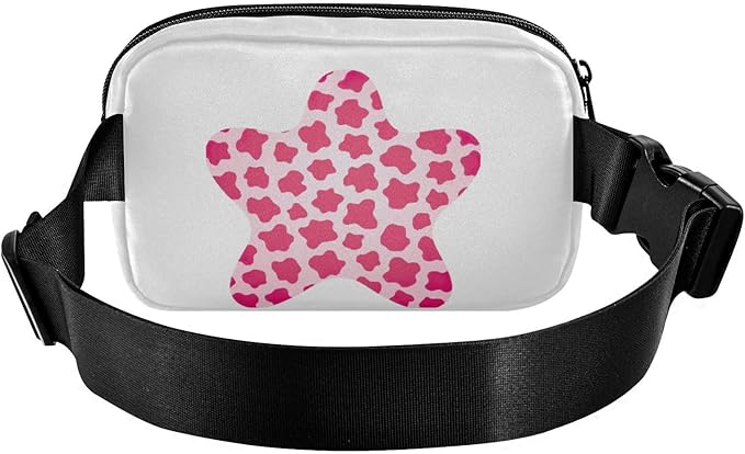 Pink Leopard Star Fanny Pack for Women Men Water Resistant Fashion Waist Packs with Adjustable Strap Belt Bag for Travel Workout Jogging Hiking 21218088