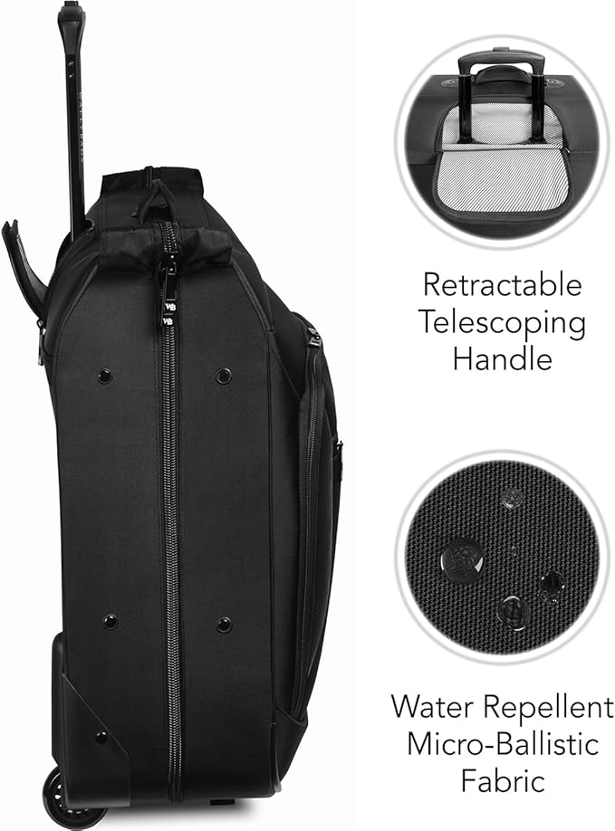 WallyBags® Solutions Rolling Garment Bag, Multiple Hangers and Made for Men and Women
