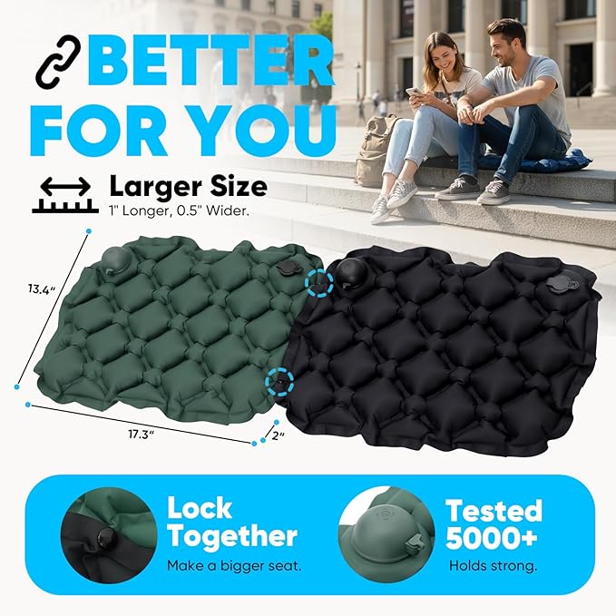 Sekey Pump Up Inflatable Seat Cushion, Portable & Lightweight Airplane Seat Cushion, for Long Flights Stadium Camping Office Travel