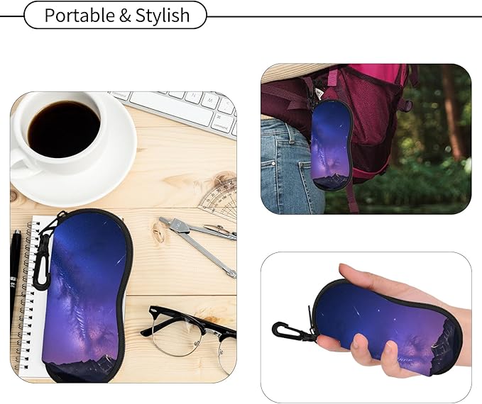 Hion Sunglasses Soft Case Ultra Light Neoprene Zipper Eyeglass Case With Belt Clip