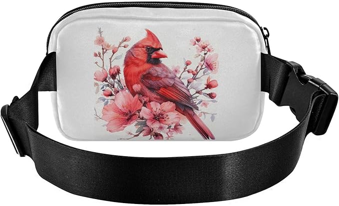 Cardinal Pink Flowers Fanny Pack for Women Men Water Resistant Fashion Waist Packs with Adjustable Strap Belt Bag for Travel Workout Jogging Hiking 21218738