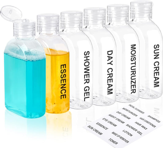 TUZAZO 6 Pack Travel Bottles for Toiletries 3.4oz/100ml Travel Size Containers TSA Approved, Clear Plastic Lotion Bottle Refillable Squeeze Bottles with Flip Cap for Shampoo, Conditioner & Lotion
