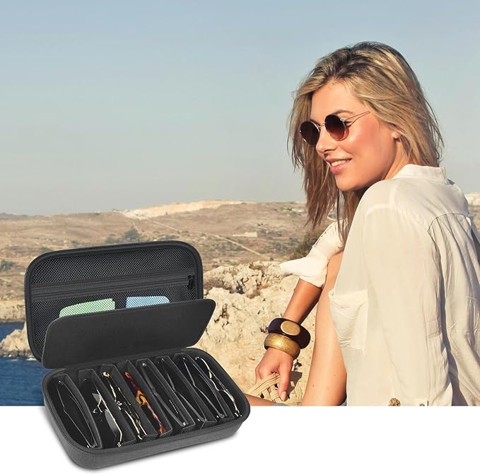 Travel Sunglass Organizer Case for 8 Pairs Polarized Sunglasses, Storage Box for Multi-style Dressers (Bag Only)