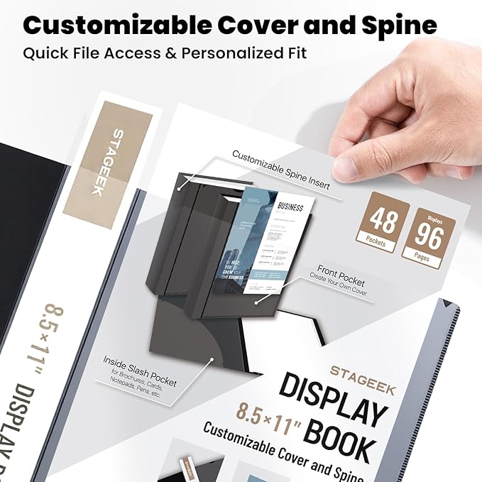 48-Pocket portfolio binder display 96 pages, 8.5x11 Binder with Plastic Sleeves, Art Portfolio Folder with Clear Sheet Protectors, Presentation Book for Artwork, Document Organizer