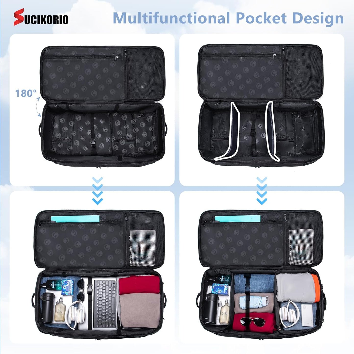 Tactical Travel Duffle Bag with Wheels and Handle 3 in 1 Large 85L XL Rolling Travelling Backpack Waterproof Oxford Carry On Hand Luggage Deployment Bags with Combination Padlock, Khaki