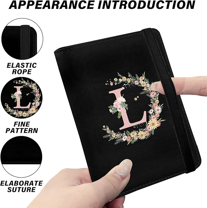 Cute Passport Holder and Holder Combo Passport Cover with RFID Blocking Women Men Compatible Wallet Credit Card Protector (Initial Monogram-L)