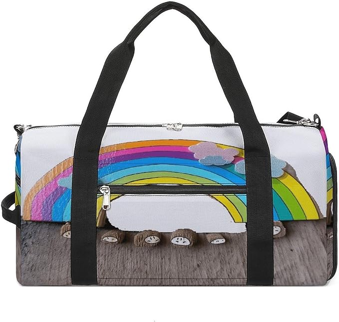Small Rainbow Gym Bag Lightweight ，Travel Duffle Bag with Shoe Compartment，Gym Bag for Women for Overnight, Weekend, Yoga, Gym, Business Trips, Sport And Hospital.