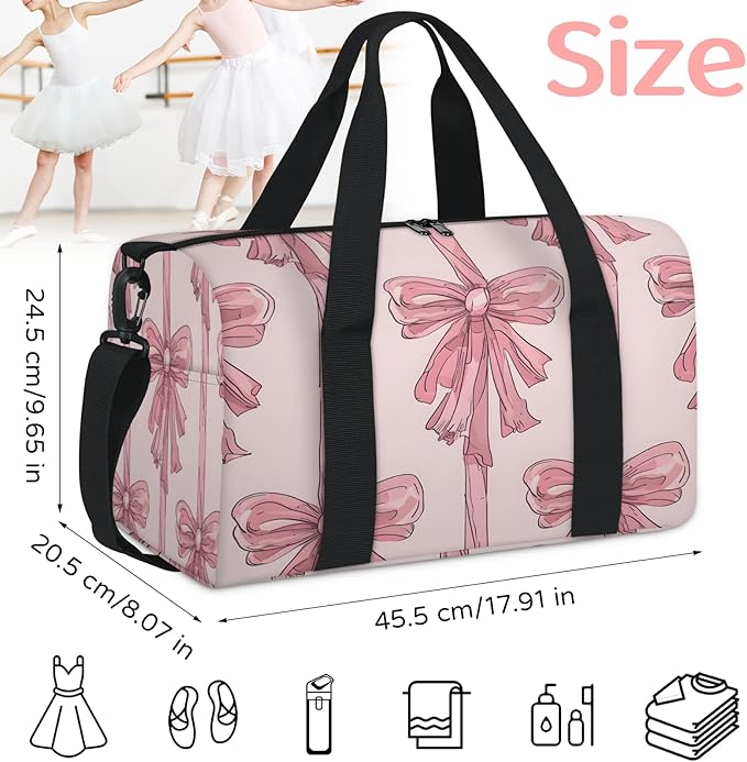 Bow Tie Overnight Travel Bag Unisex Pink Carry-On Size Tote Bag Suitable for Travel Duffle Gym Sports