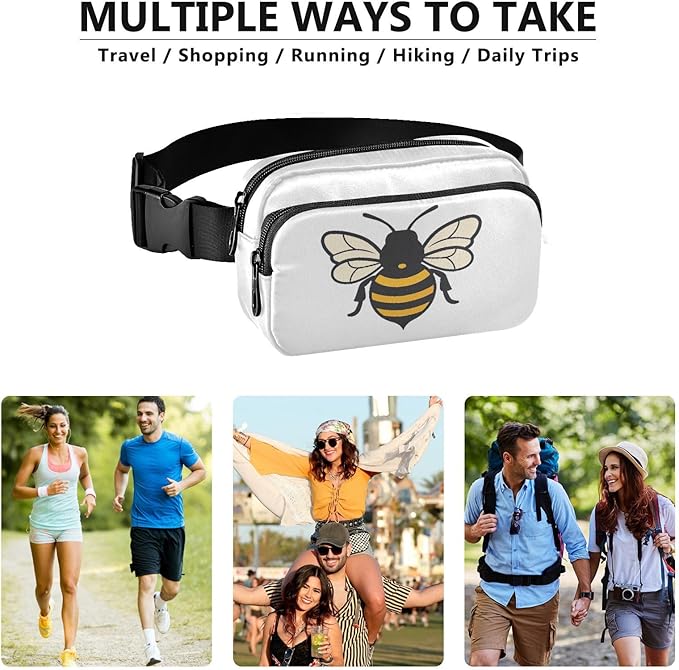 Bee Fanny Pack for Women Men Water Resistant Fashion Waist Packs with Adjustable Strap Belt Bag for Travel Workout Jogging Hiking 21219175