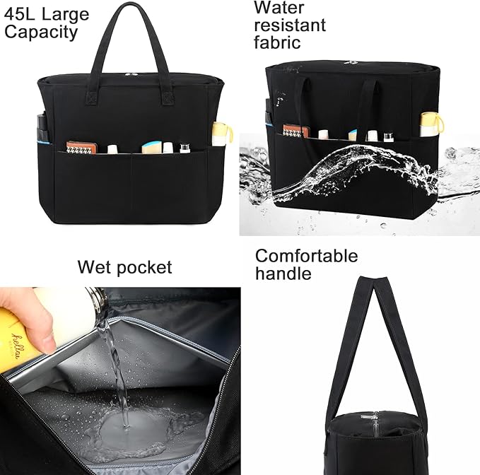 LEDAOU Beach Bag Waterproof Sandproof Women Beach Tote Pool Bag with Zipper for Swim Gym Grocery Travel with Wet Pocket | Sandproof, with Zipper, for Gym, Grocery, Travel, with Wet Pocket