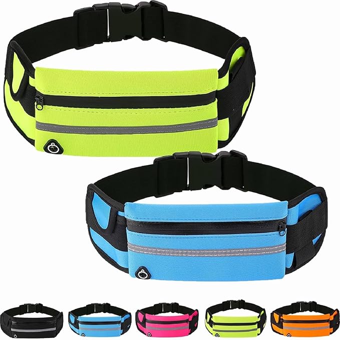 Anti-Theft Invisible Waist Bag, Multifunctional Outdoor Sports Waist Bag with Water Bottle Strap, Lightweight and Waterproof Money Belt (Blue+Green)