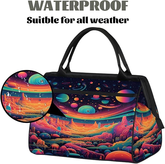 Colorful Planet Overnight Weekender Bag for Women Men Travel Duffel Bags Waterproof Luggage Carry on Sports Yoga Gym Bag
