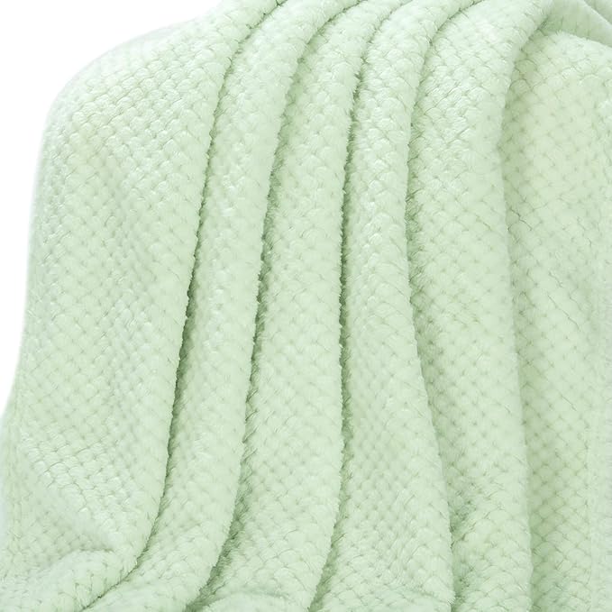Fuzzy Throw Blanket, Plush Fleece Blankets for Adults, Toddler, Boys and Girls, Warm Soft Blankets and Throws for Bed, Couch, Sofa, Travel and Outdoor, Camping (40”×60”, Pastel Green)
