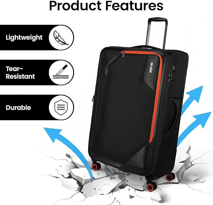 Suitcases with Wheels 32 inch Luggage,Large Softside Suitcase Expandable 20% w/TSA LOCK,Lightweight Travel Suitcase for Men/Women（Black,32in）