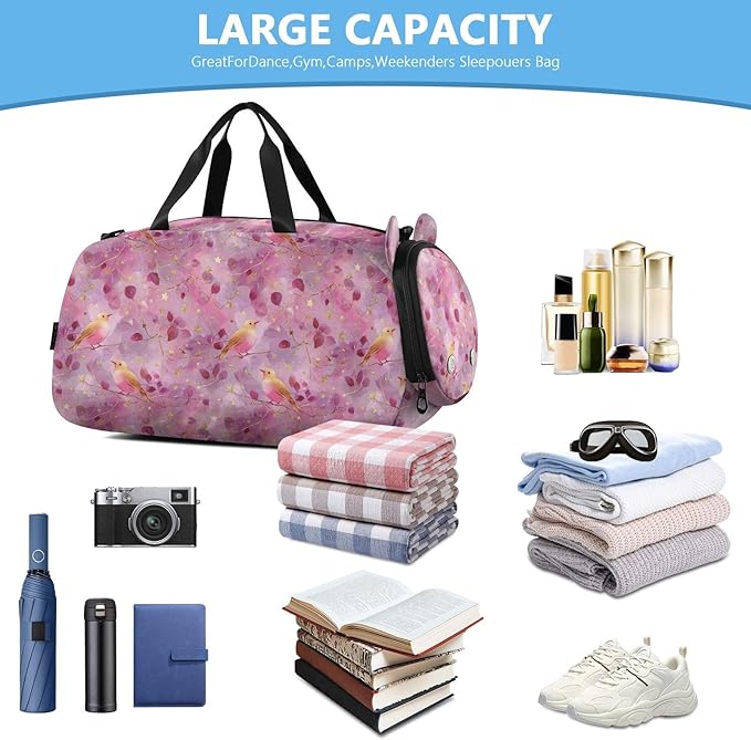 Golden Line Shining Bird Small Gym Bag with Shoes Compartment Large Capacity Carry On Bag for Travel, Sports, Duffel, Weekender bolsa para hombre