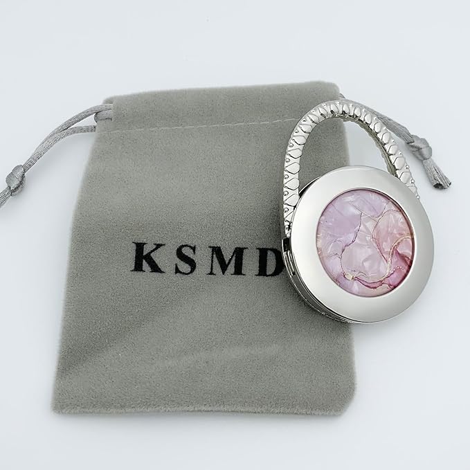 KSMD Purse Hooks for Table and Bars, Portable Purse Hanger Organizers, Foldable Folding Table Hook Hanger (Marble)