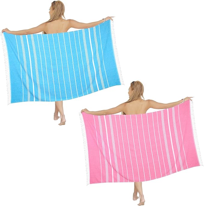 Beach Towel 2 Pack,Sand Free Beach Towels Oversized 39 x 72,Turkish Beach Towel Quick Dry Towel,Lightweight Pool Towels for Adults Travel Towel,Cool Beach Accessories Super Absorbent Towels