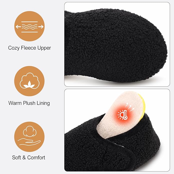 Ultrafun House Slippers for Women Men Slip on Barefoot Slippers Socks Soft Lightweight Rubble Sole House Shoes Indoor/Outdoor