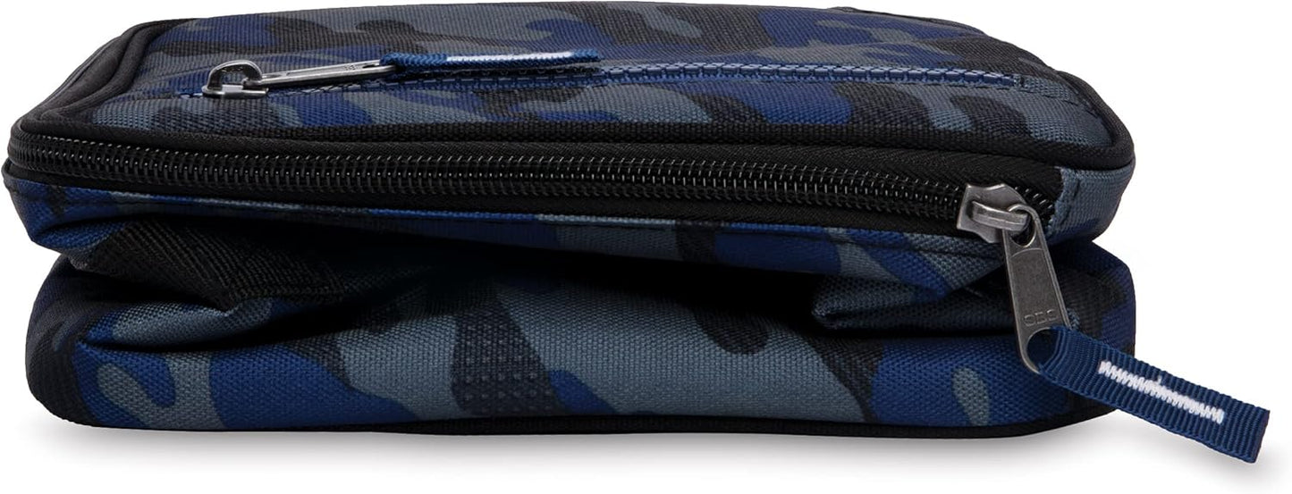 PackIt Freezable Classic Lunch Box, Sporty Camo Charcoal Navy, Built with EcoFreeze Technology, Collapsible, Reusable, Zip Closure With Zip Front Pocket and Buckle Handle, Desgined for Lunches