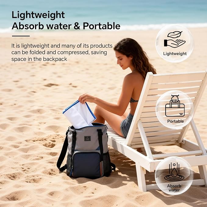 2 Pack Extra Large Microfiber Beach Towels 63×31 inch, Sand Free Ultra Quick Dry, Lightweight Compact Travel Towel for Pool, Swim Gym Camping, Yoga-Includes Carry Bag