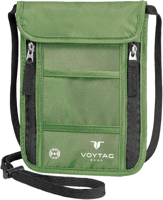 Ultra-Slim Comfort Neck Wallet & Passport Holder - RFID-Protected, Stylish Travel Pouch for Men & Women (Green)