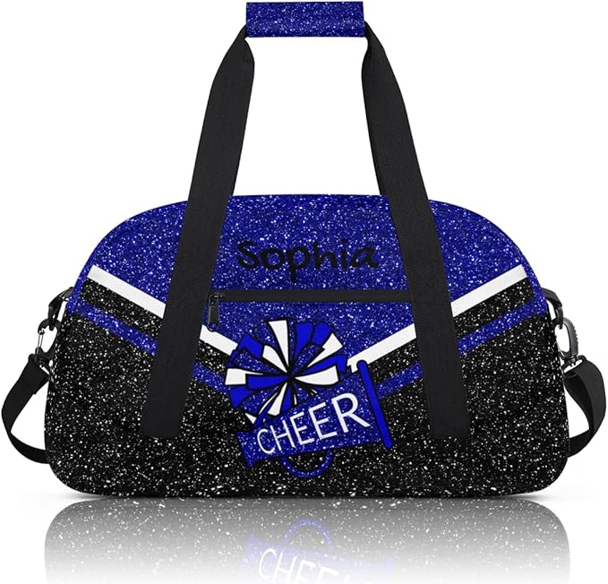 Personalized Blue Glitter Cheer Bag for Cheerleaders, Custom Sport Gym Bag Dance Bag Travel Duffle Bag Cheerleading Gifts for Women