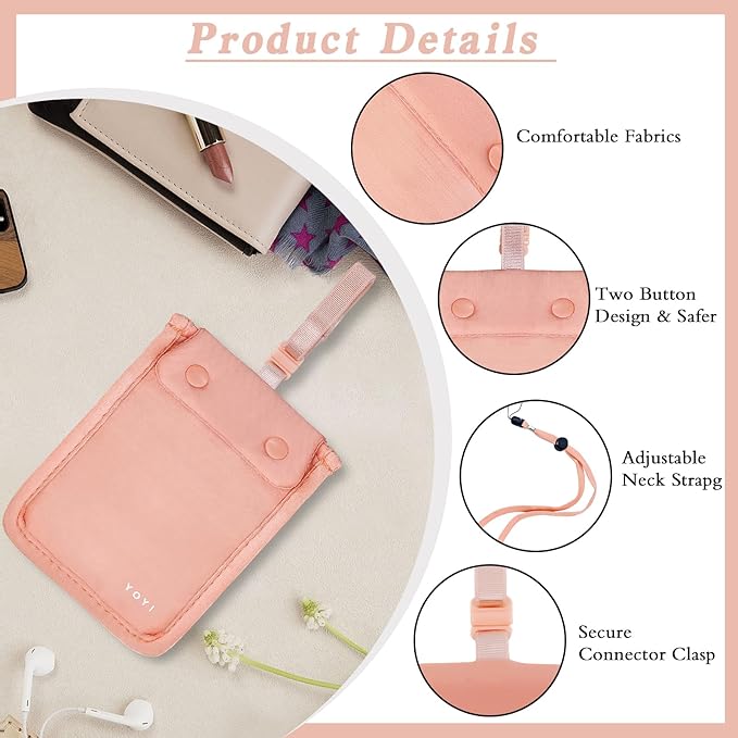YOYI YOYI Bra Wallet with Hidden Money Pouch & Secret Stash Pocket, Includes Neck Strap, RFID Fabric for Secure Storage of Cash, Cards, & Valuables - Ideal for Travel & Daily Use