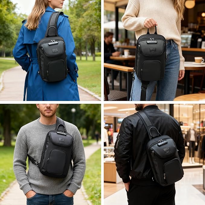 Sling Bag for Men, Anti Theft Sling Backpack, Mens Crossbody Bag, Shoulder Chest Bag for Travel, Casual (Blue)