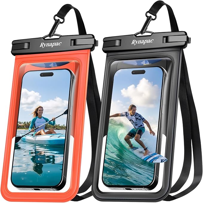 Waterproof Phone Pouch - 2 Pack, IPX8 Waterproof Phone Case with Lanyard for iPhone 17 16 15 Pro Max, Cell Phone Dry Bag for Beach Vacation Travel Cruise Essentials, Touch Screen, Up to 8.5"