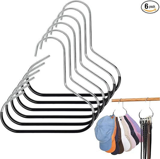 Hat Organizer Belt Hanger for Closet 6pcs Black Baseball Caps Organizer for Closet Hat Racks for Belt Ties Tank Tops