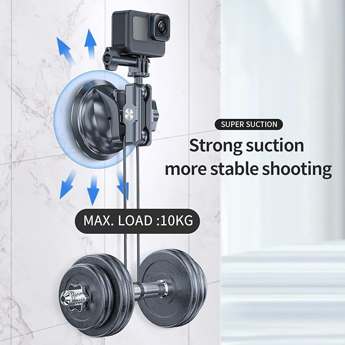TELESIN Suction Cup Car Mount with Phone Holder, Windshield Window Dashboard Boats Vehicle Attach for DJI Action 6 5 Pro Action 4 3 GoPro Max Mini Hero 13 12 11 10 9 Insta360 X5 X4 X3 Ace Pro Pocket 3