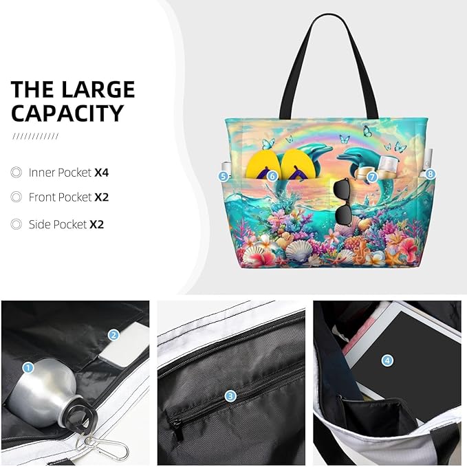 Extra Large Beach Bags For Women, Waterproof Beach Totes Bags For Women, Lightweight Foldable Pool Bag With Zipper