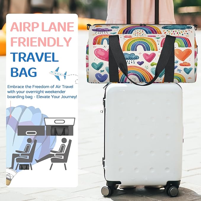 Rainbow Travel Duffle Bag for Women Men, Overnight Weekender Bag, Carry on Tote for Sport Gym