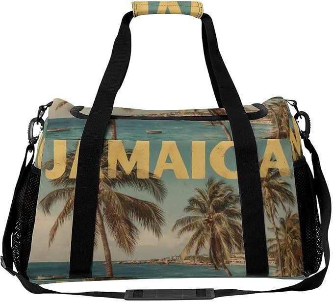 Vintage Jamaica Travel Duffle Bag Gym Bag for Workout Travel Tote with Detachable Straps