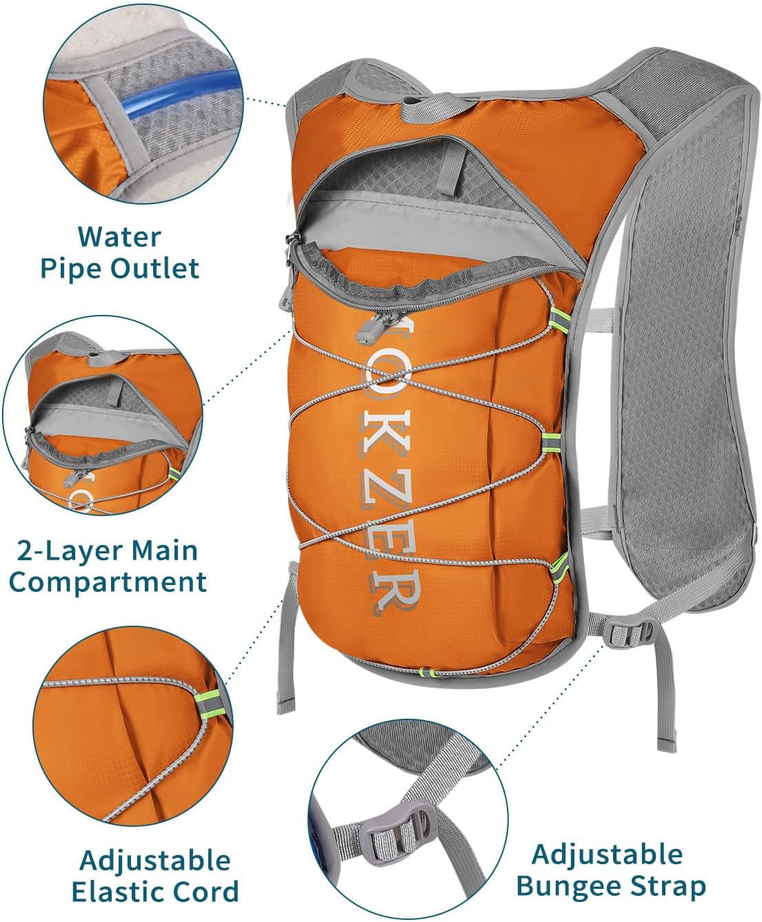 Running Hydration Vest with a 2L Water Bladder, Hydration Pack Lightweight Water Backpack for Running Hiking Cycling Marathon Trail for Men Women